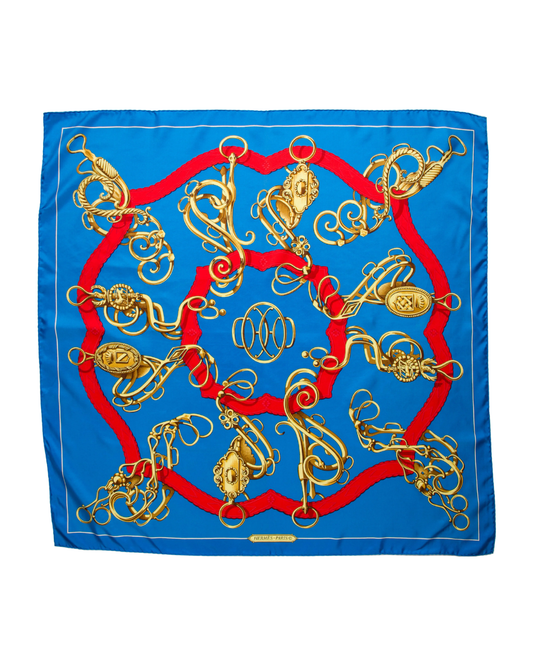 Hermes Blue Square Silk Scarf