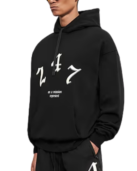 Represent 247 Black Oversized Hoodie