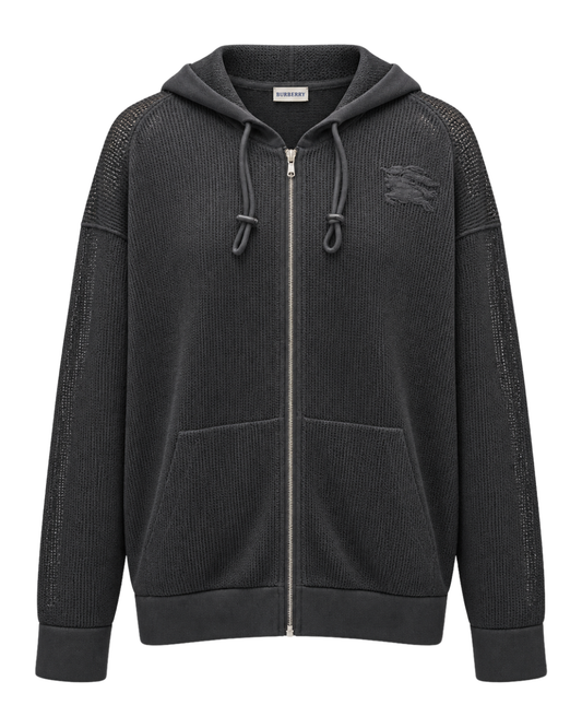 Burberry Grey Knit Zip Up Hoodie