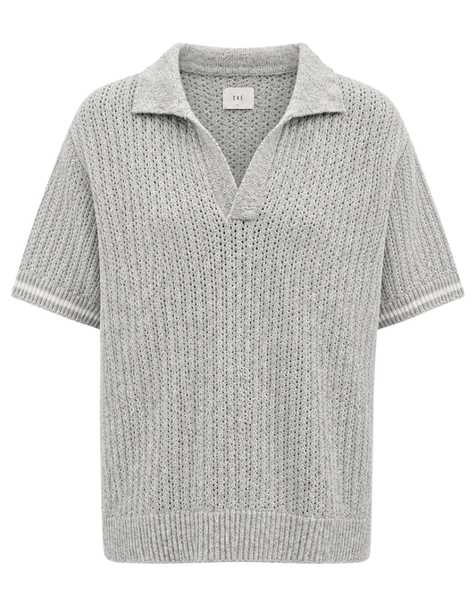 Che Light Grey Knitted Polo Shirt