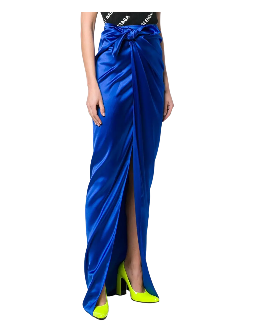 Balenciaga Blue Wrap Around Satin Skirt