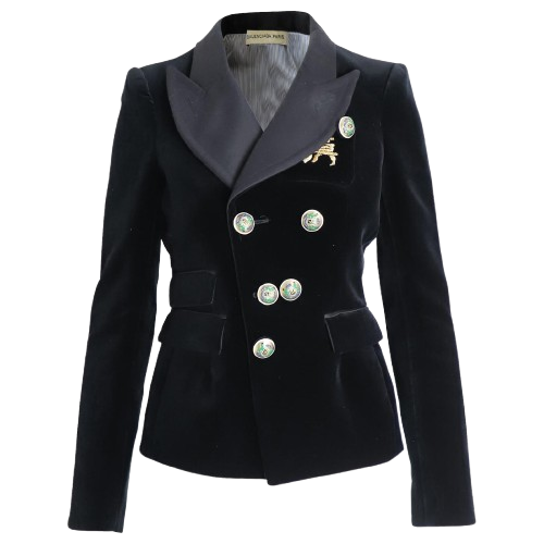Balenciaga Black Velvet Double Breasted Blazer (pre-owned)