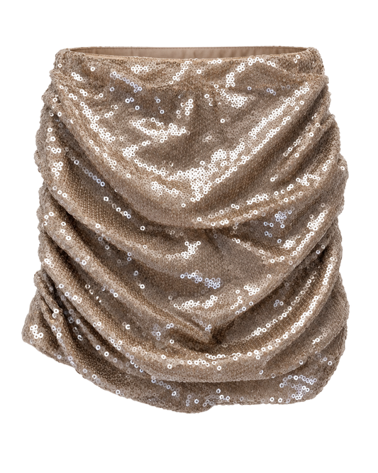 KHY Champagne Beige Sequin Mini Skirt