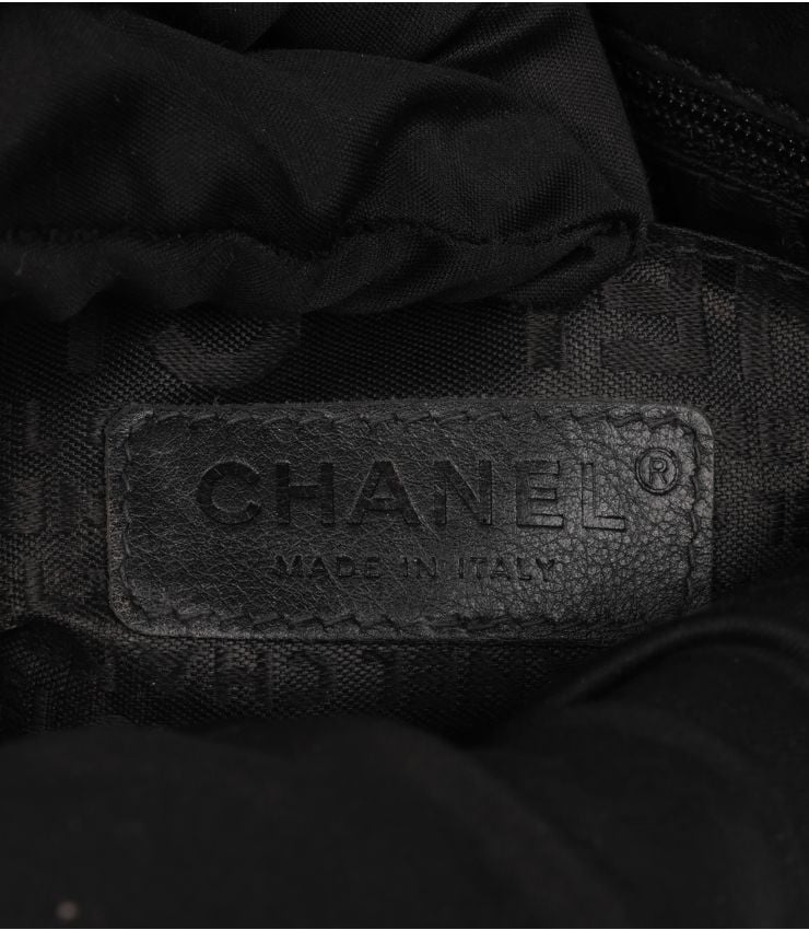 Chanel Black Lambskin Leather Chain Around Logo Pochette