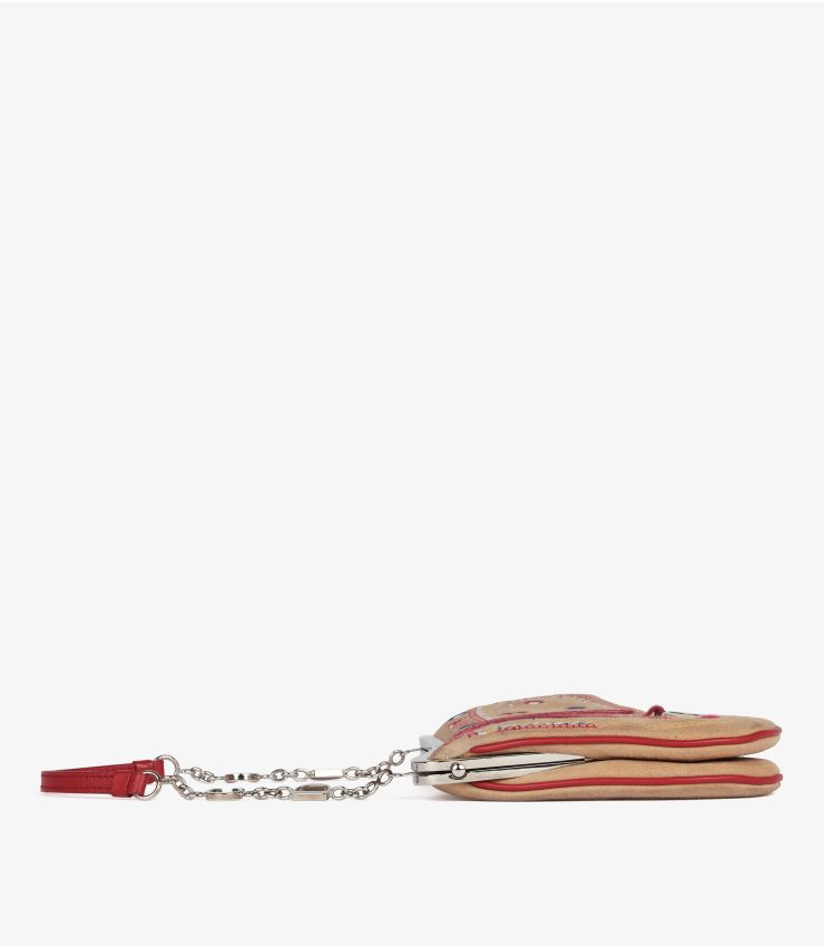 Christian Dior Multicolour Embroidered & Embellished Suede & Red Calfskin Leather Vintage Mini Saddle Bag