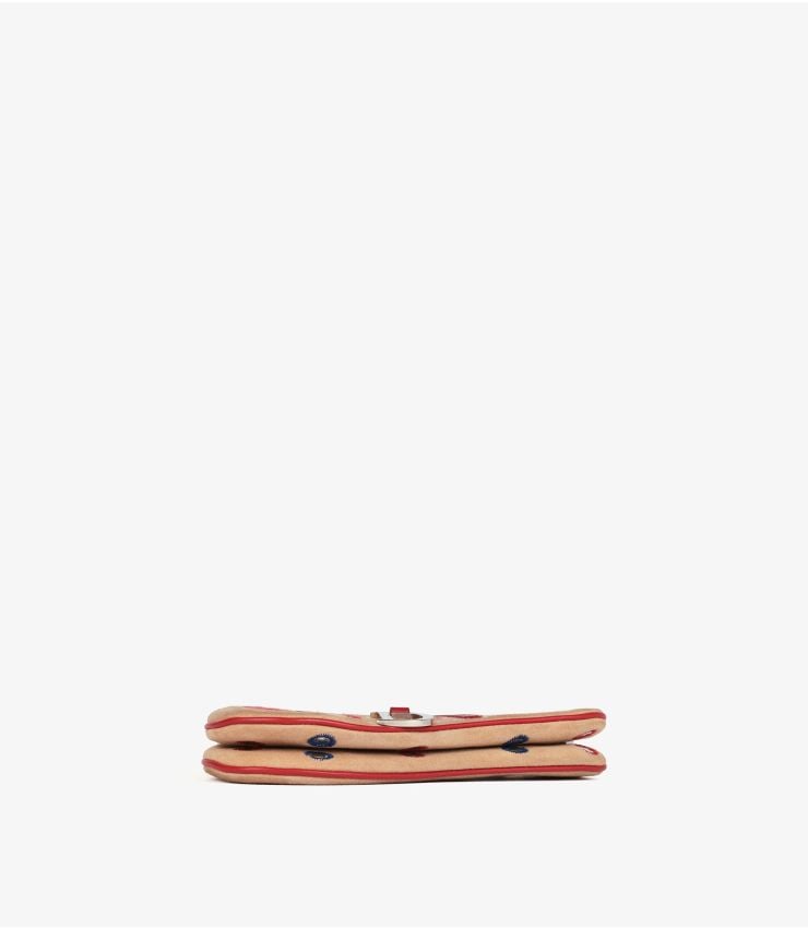 Christian Dior Multicolour Embroidered & Embellished Suede & Red Calfskin Leather Vintage Mini Saddle Bag