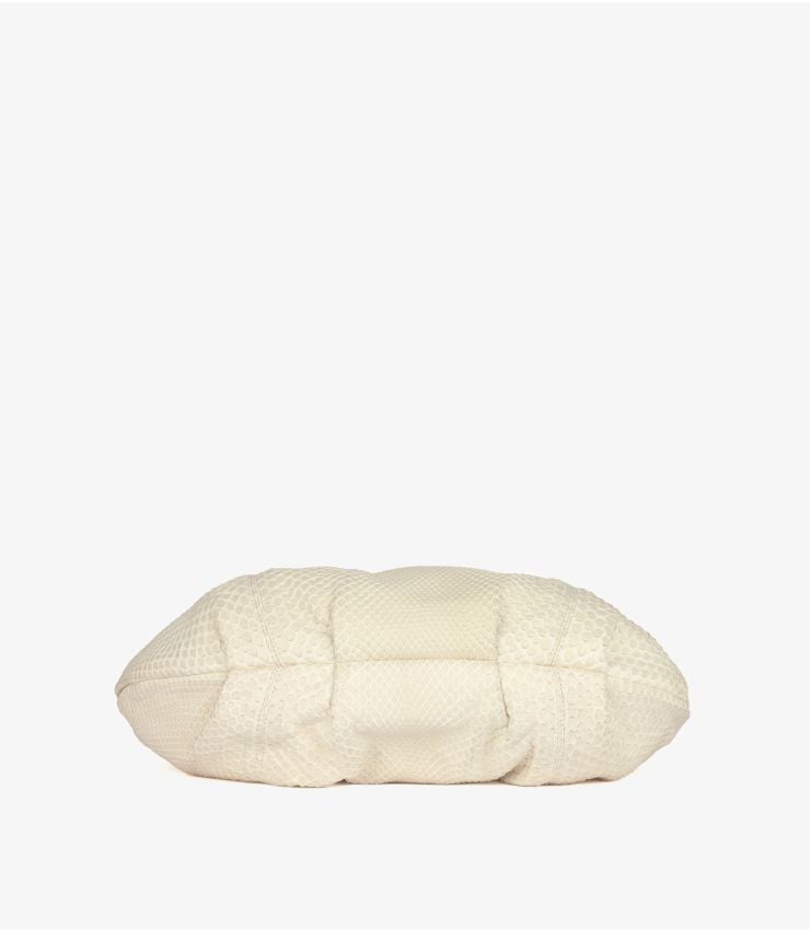 Chanel Ivory Matte Python Leather Vintage CC Hobo Bag