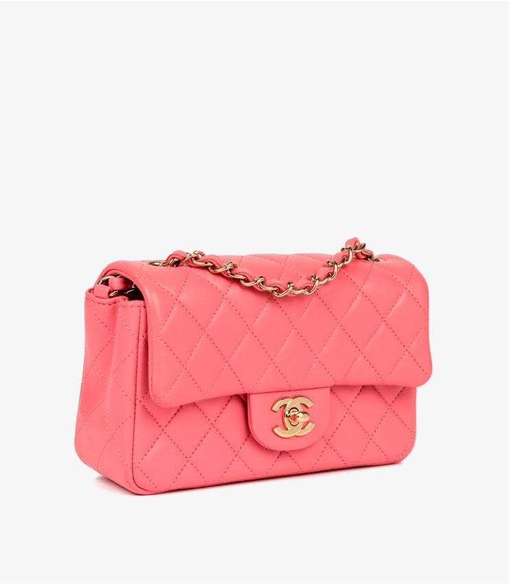 Chanel Pink Quilted Lambskin Rectangular Mini Flap Bag