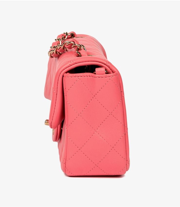 Chanel Pink Quilted Lambskin Rectangular Mini Flap Bag