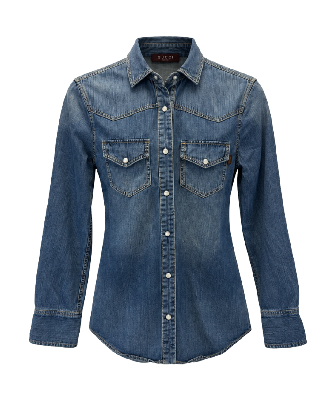 Gucci blue long sleeve denim shirt