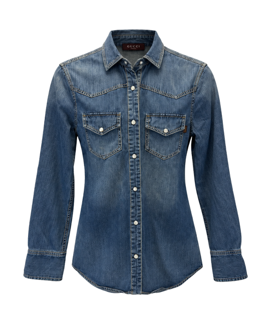 Gucci blue long sleeve denim shirt