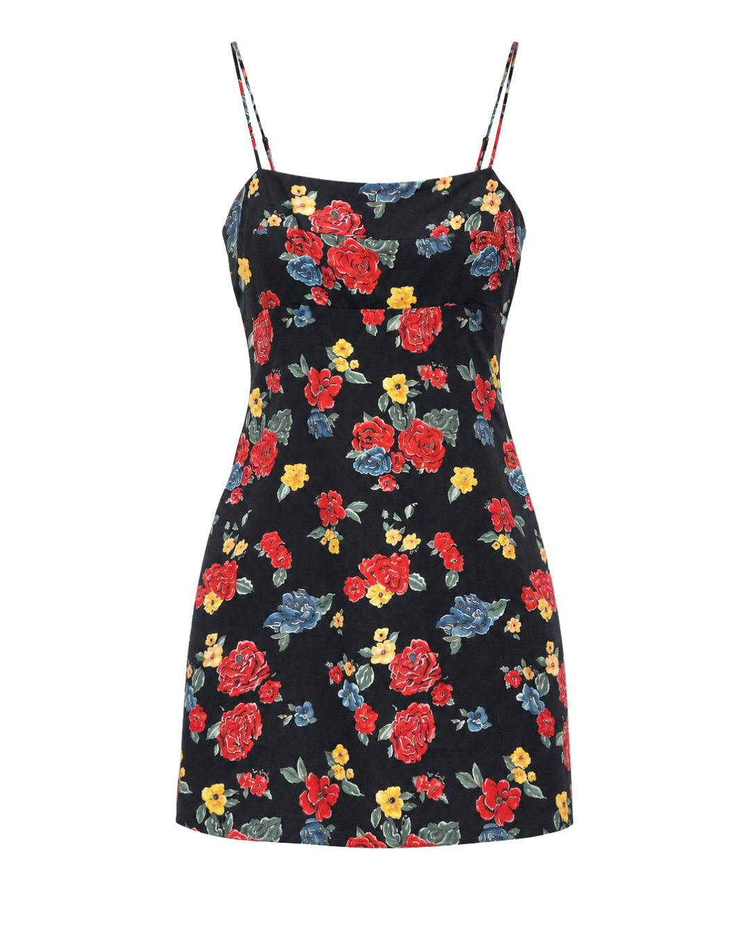 Realisation Black Strappy Mini Floral Dress