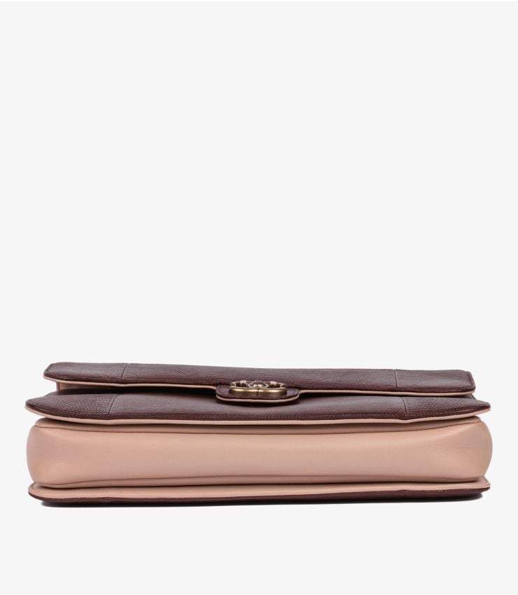 Chanel Burgundy Lizard Leather & Dusky Pink Quilted Lambskin Large Perfect Edge Classic Single Flap Bag