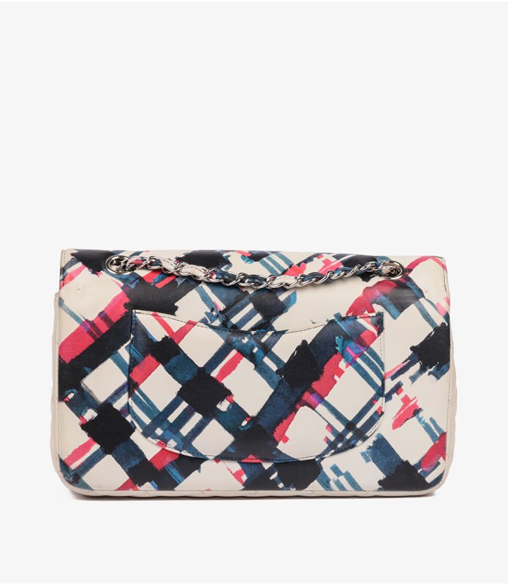 White Multicolour Quilted Lambskin Airlines Medium Classic Double Flap Bag