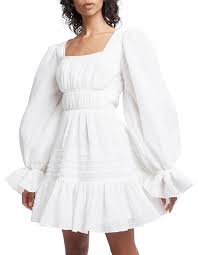 Aje Impression White Long Sleeve Mini Dress