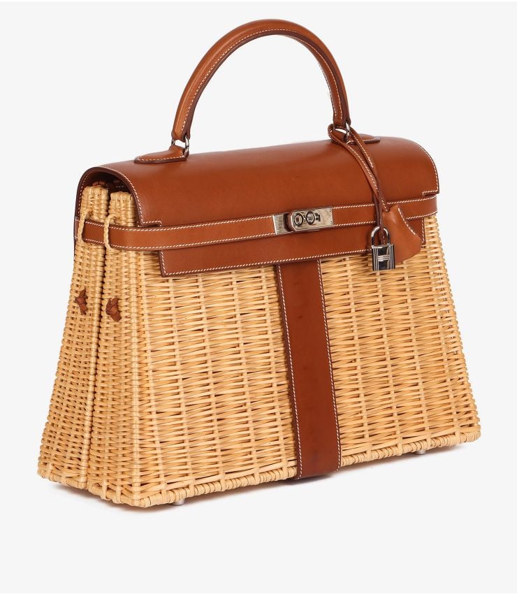 Hermès Barenia Leather & Wicker Kelly 35cm Picnic