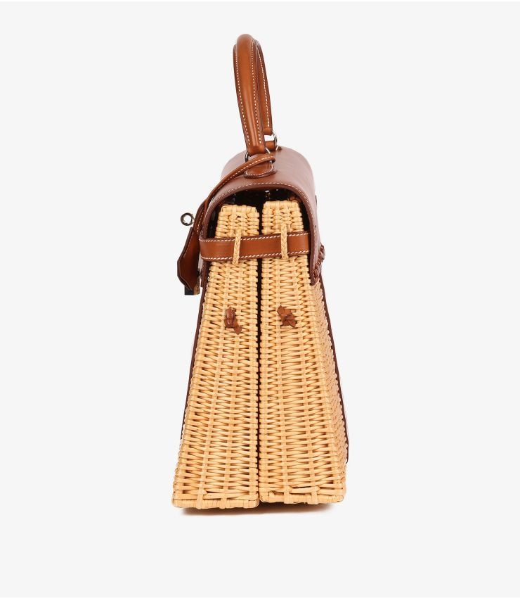 Hermès Barenia Leather & Wicker Kelly 35cm Picnic
