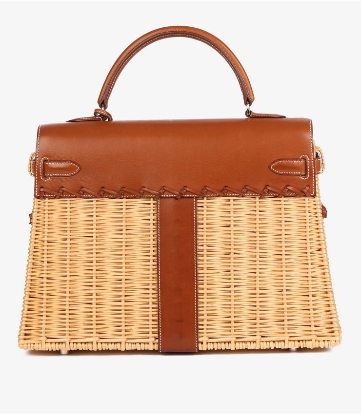 Hermès Barenia Leather & Wicker Kelly 35cm Picnic