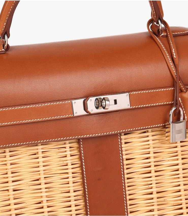 Hermès Barenia Leather & Wicker Kelly 35cm Picnic