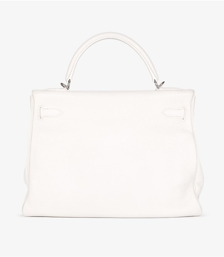 Hermès White Clemence Leather Vintage Kelly 32cm Retourne