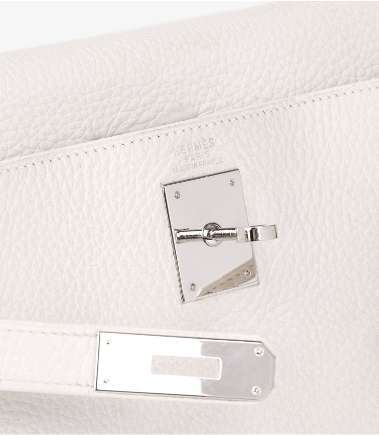 Hermès White Clemence Leather Vintage Kelly 32cm Retourne