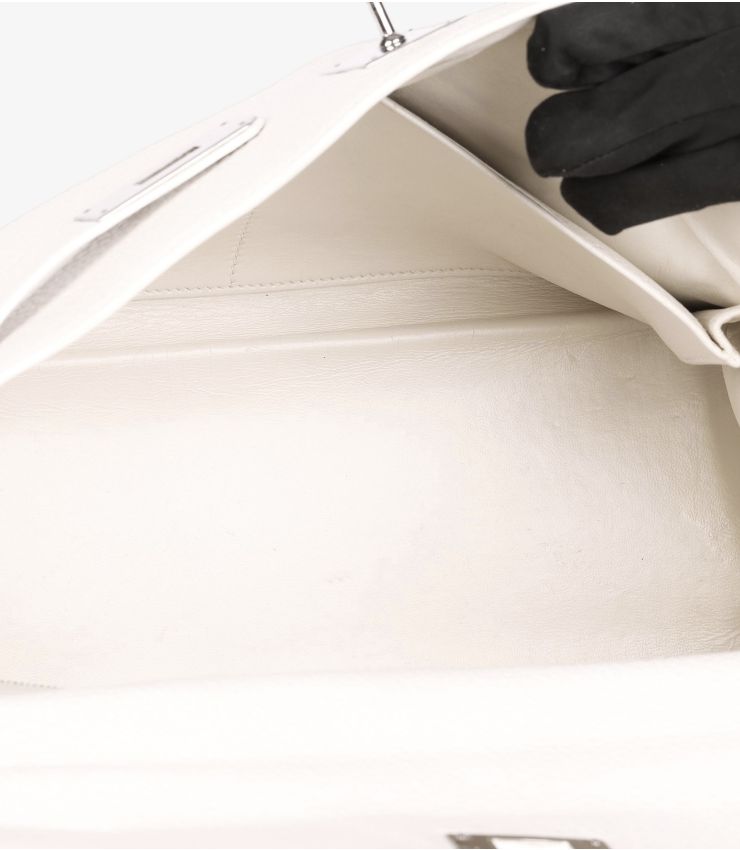 Hermès White Clemence Leather Vintage Kelly 32cm Retourne