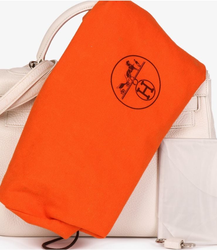 Hermès White Clemence Leather Vintage Kelly 32cm Retourne