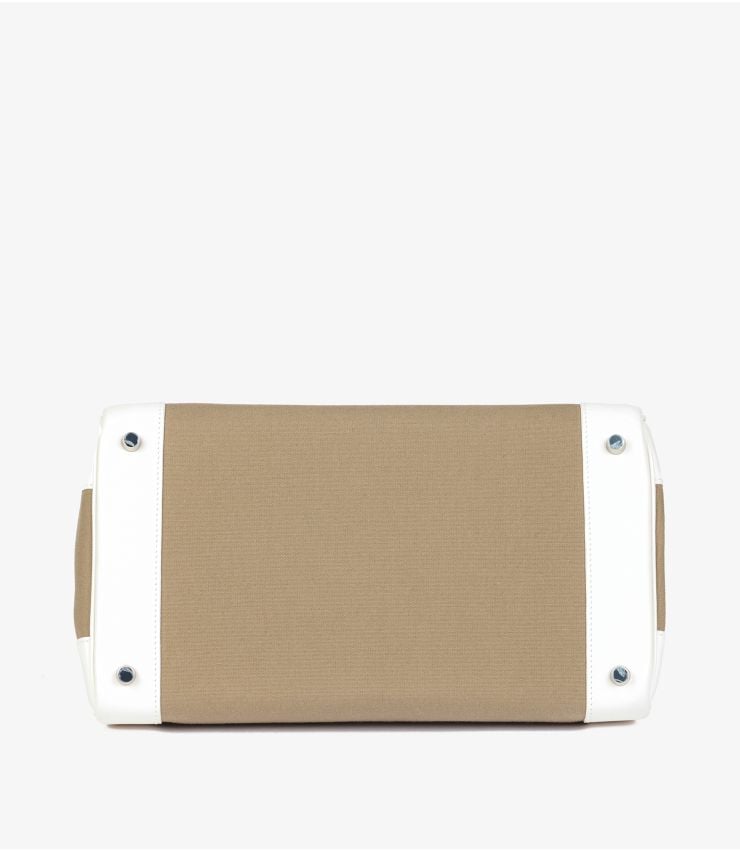 Hermès White Swift Leather & Olive Toile Canvas Birkin 35cm Retourne