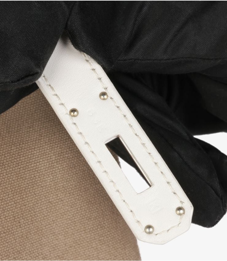 Hermès White Swift Leather & Olive Toile Canvas Birkin 35cm Retourne