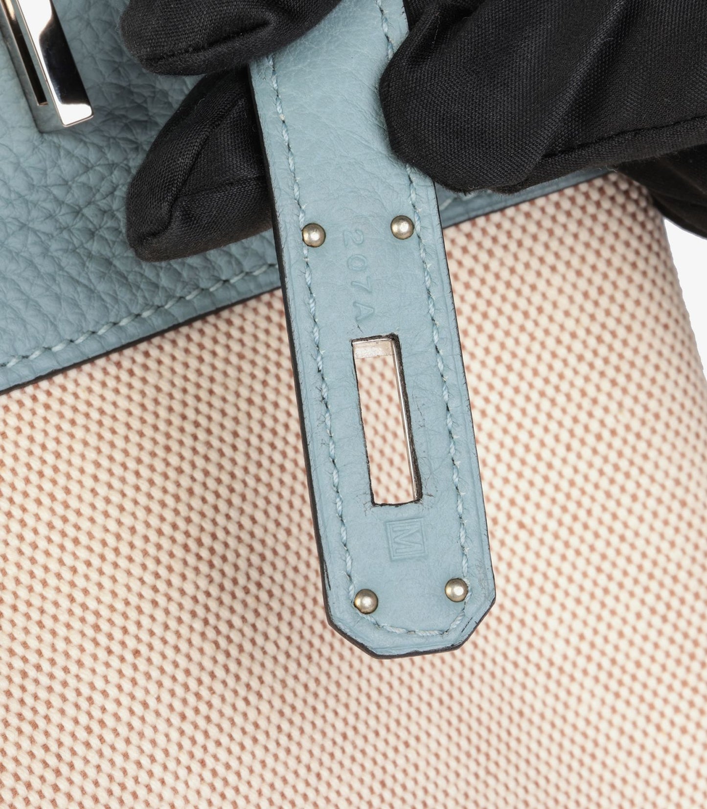 Hermes Ciel Togo Leather & Natural Toile Canvas Birkin 35cm Retourne