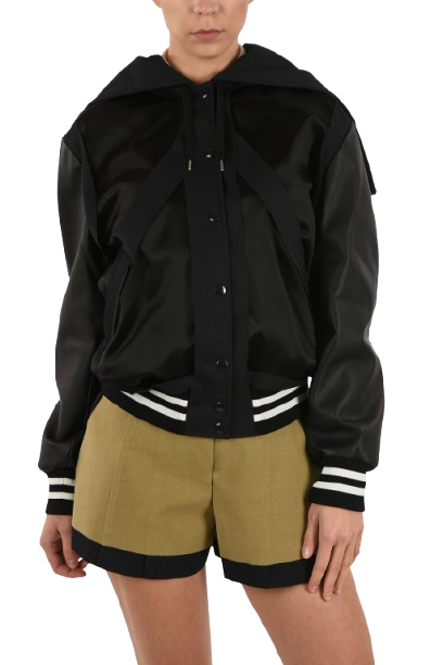Maison Margiela Black MM1 Silk and Leather Insert Bomber (pre-owned)