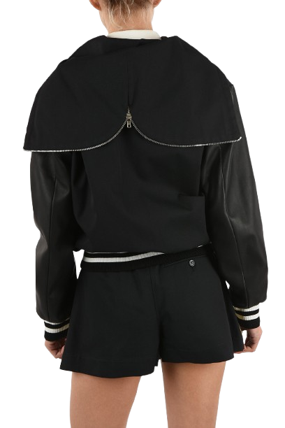 Maison Margiela Black MM1 Silk and Leather Insert Bomber (pre-owned)