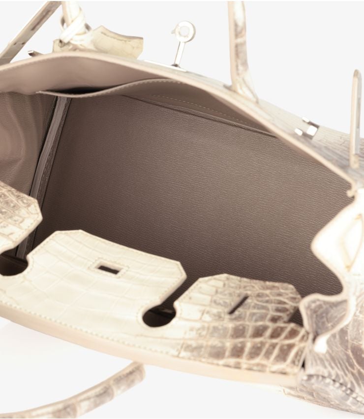 Hermès Blanc Himalaya Matte Niloticus Crocodile Leather Birkin 30cm Retourne