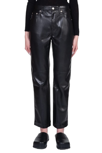 Nanushka Black Faux Leather Trousers (pre-owned)