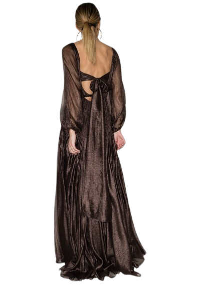 Maria Lucia Hohan Dark Brown Zeena Silk Ruffled Gown (pre-owned)